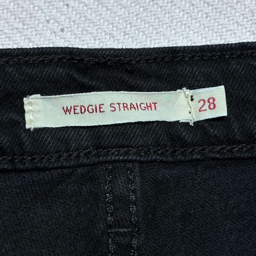 Levi's Wedgie Straight Jeans Womens 28 High Rise Button Fly Black Wash Denim - Picture 4 of 16
